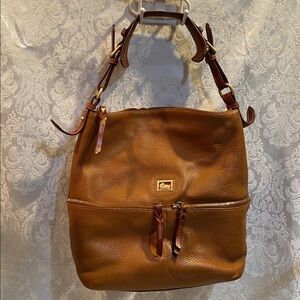 Dooney & Bourke Dillen Large Leather Hobo Bag  Purse Tan Caramel